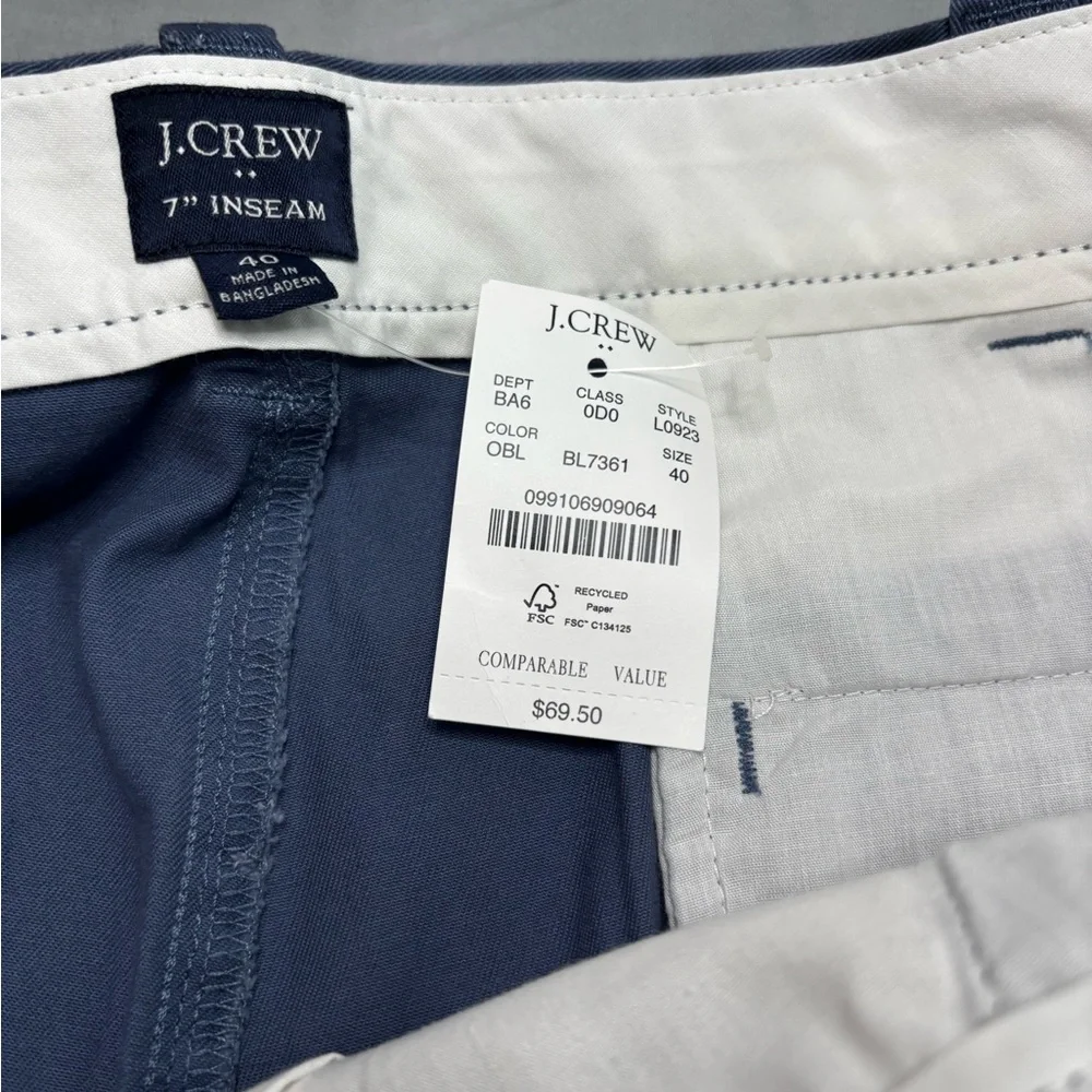 J. Crew Navy Flat-Front Cotton Shorts